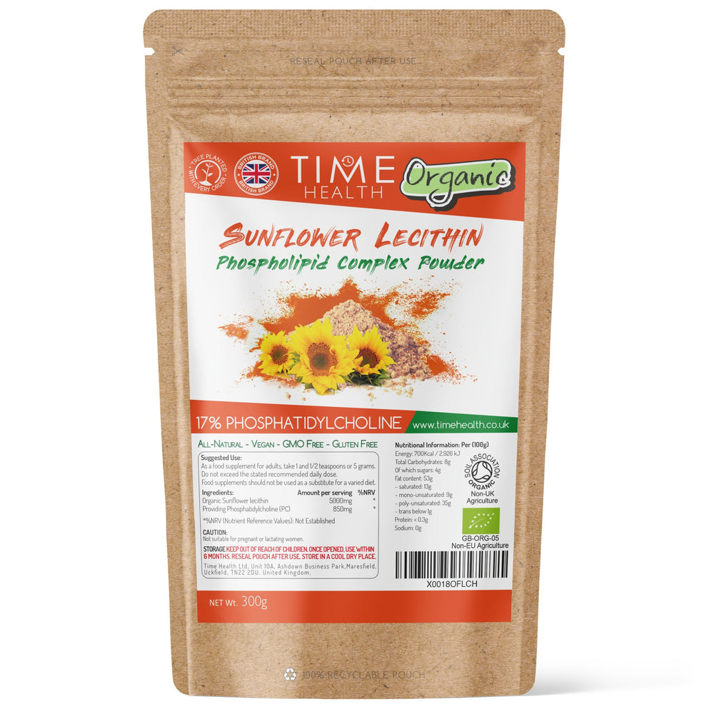 Organic Sunflower Lecithin Powder - 17% Phosphatidylcholine - 300g