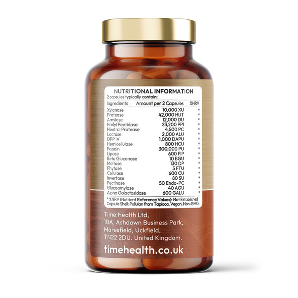 Digestive enzymes bottle - multi intolerance complex - helps digestion of milk, lactose, gluten, casein and more