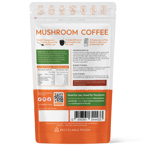 Mushroom Coffee - With Adaptogens - Natural Energy & Focus