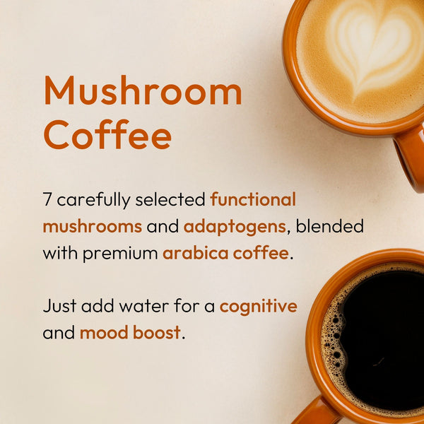 mushroom coffee with 7 functional mushrooms and adaptogens