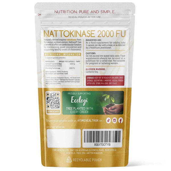 Nattokinase Capsules – 2000 FU / 100mg – Natural Fermented Soybean Extract