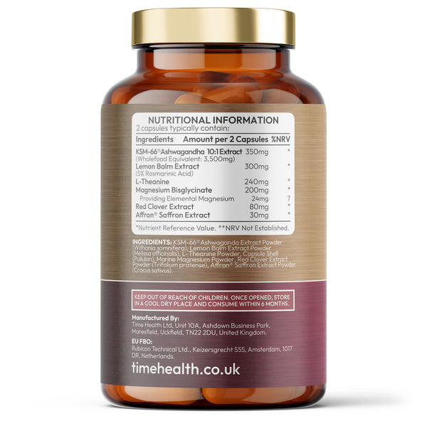 NeuroCalm® - Saffron, KSM-66 Ashwagandha, L-Theanine, Magnesium, Lemon Balm, Red Clover - Cortisol Management