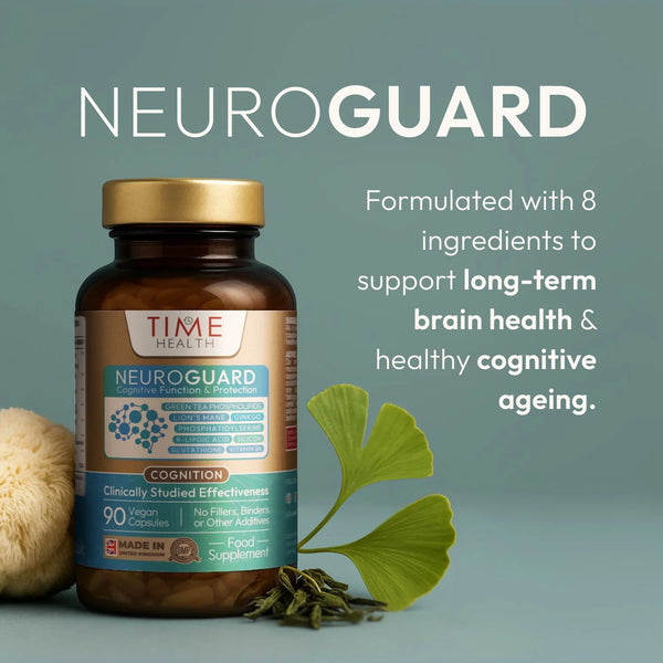 Neuroguard: Formulated with 8 ingredients to support long-term brain health & healthy cognitive ageing. | Hover