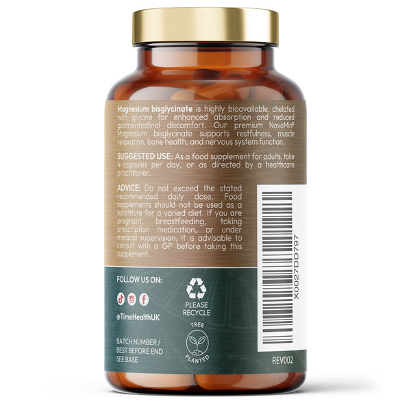Magnesium Bisglycinate – Superior Absorption & Stomach Gentle - NovoMin® - Relaxation & Nerves