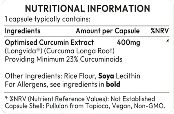 Longvida Optimised Curcumin Extract from Turmeric - Clinically Proven - 285xAUC Increased Bioavailability