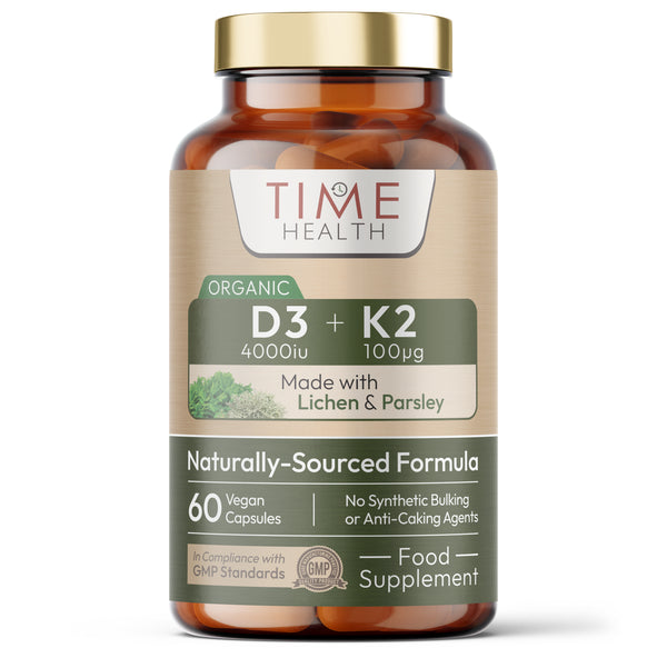 Organic Vitamin D3 (4000IU) + K2 (100μg) - Naturally Derived from Lichen & Parsley