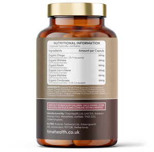 Organic Mushroom Complex 6 – Chaga, Cordyceps, Shiitake, Reishi, Lion's Mane, Maitake