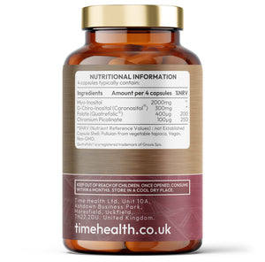 Inositol Complex | Myo & D Chiro Inositol with Folate & Chromium | Clinically Proven | Enhanced Benefits | PCOS | 180 Capsules