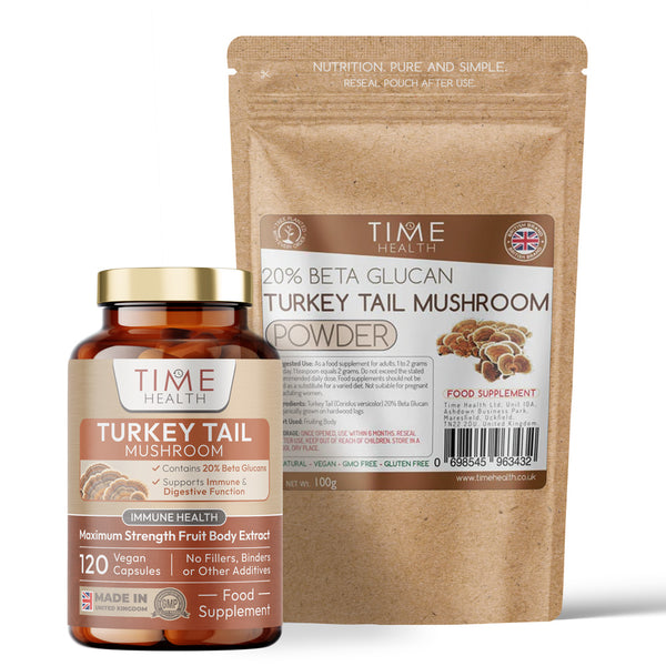Turkey Tail Mushroom Extract - 20% Beta Glucan - Immune Booster - Supports Repair & Recovery - 120 Capsules