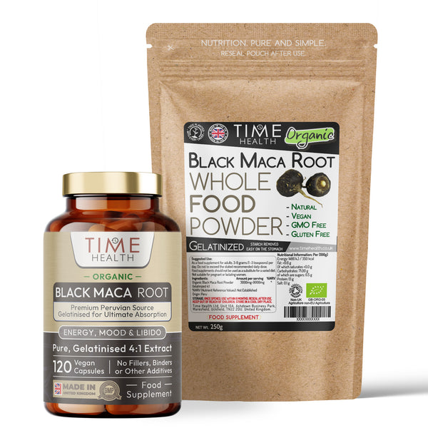 Black Maca Root - Soil Association Certified Organic - Capsules / Powder