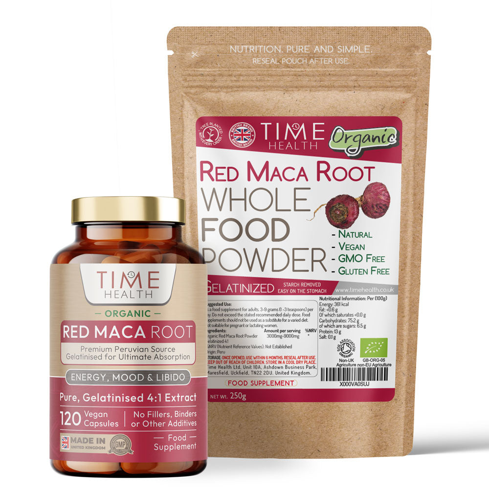 Red Maca Root - Gelatinised - Soil Association Certified Organic - Capsules / Powder