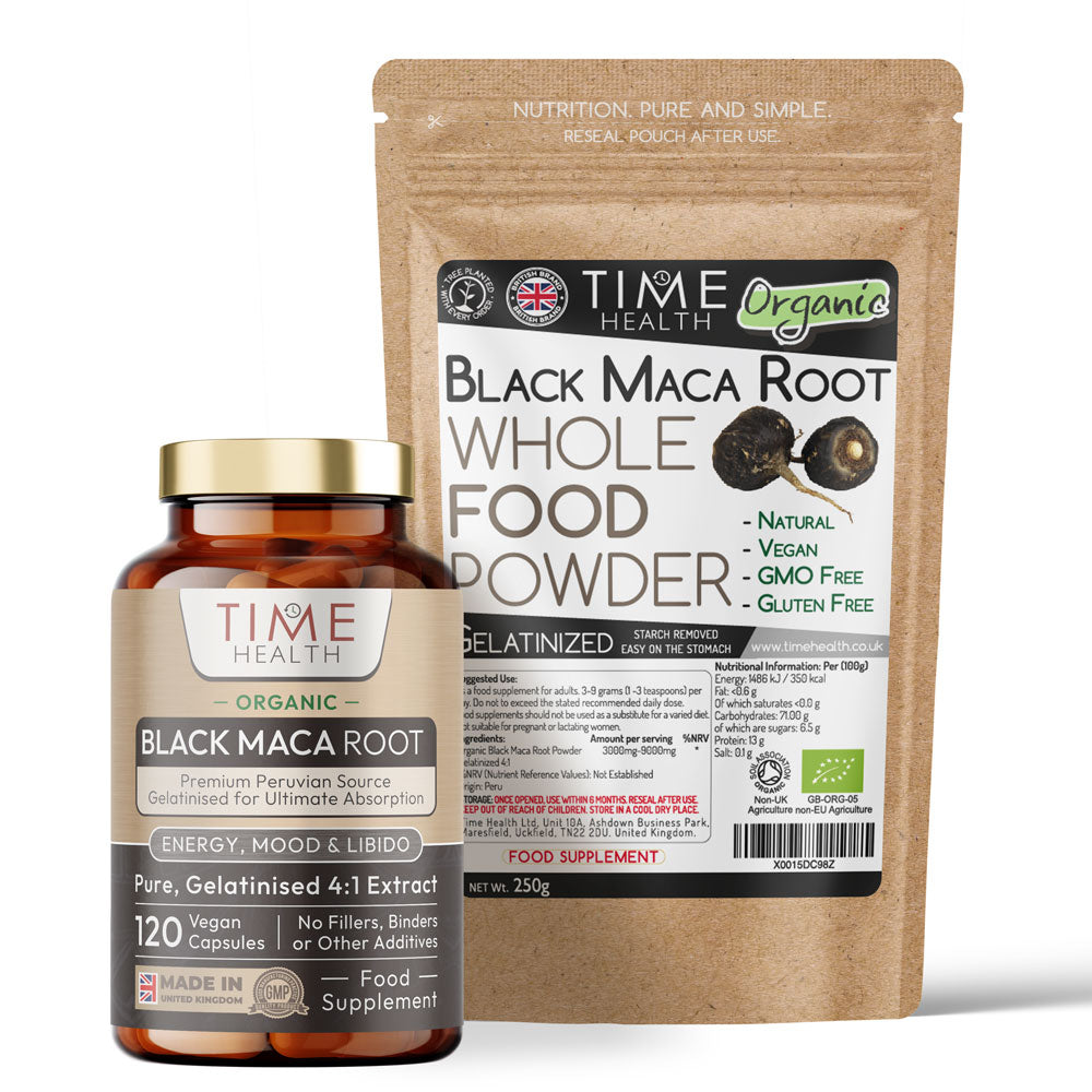 Black Maca Root - Soil Association Certified Organic - Capsules / Powder