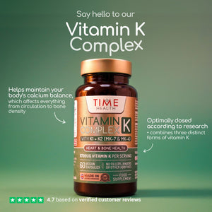 Vitamin K Complex – Active K1 + K2 (MK-4 & MK-7) – Heart, Bone & Circulation Support