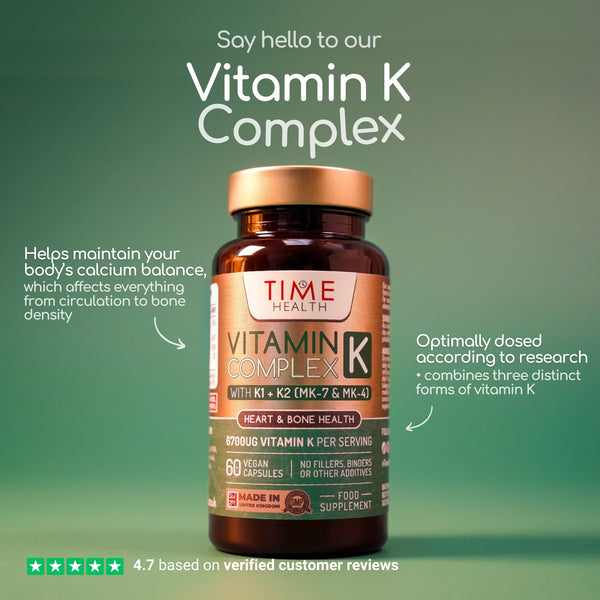 Vitamin K Complex – Active K1 + K2 (MK-4 & MK-7) – Heart, Bone & Circulation Support