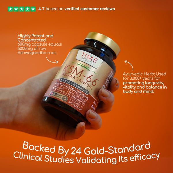 Organic KSM66® Ashwagandha - 6000mg Equivalent - 5% Withanolides - Balancing