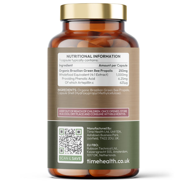 Organic Brazilian Green Bee Propolis - 1000mg Extract -  Artepillin C