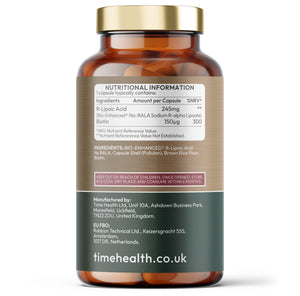 R-Lipoic Acid - 245mg Capsules - Stabilised Na-RALA + Biotin