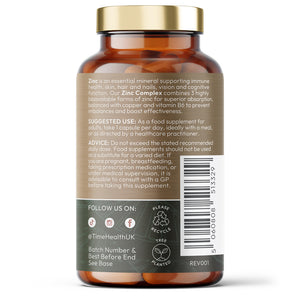 Time Health Zinc Complex - Picolinate, Bisglycinate & Citrate - General Wellbeing