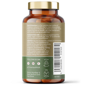 Benfotiamine - Fat-Soluble Vitamin B1 (Thiamine) - Support for Glucose Metabolism, Nerve Health & Cognition - 60 or 120 Capsules