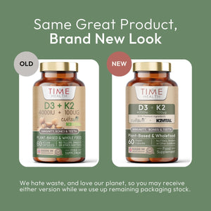 Vitamin D3 (4000IU) + K2 (100UG) - High Strength - Wholefood & Plant Based
