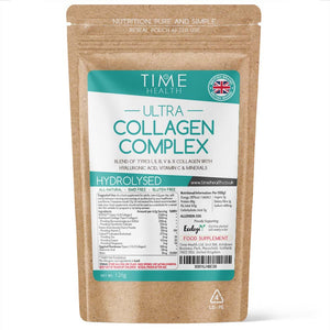Ultra Collagen Complex - Hydrolysed - Types I, II, III, V & X Collagen, Hyaluronic Acid, Vitamin C & Minerals - Made with VERISOL® - Grass Fed - 126g Powder