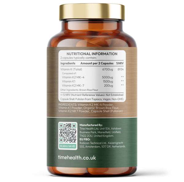 Vitamin K Complex – Active K1 + K2 (MK-4 & MK-7) – Heart, Bone & Circulation Support