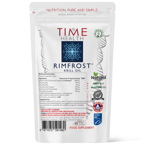 Antarctic Krill Oil Capsules Premium Brand RIMFROST® | Certified Sustainable Seafood | EPA/DHA Phospholipids Bound Omega-3 EPA/DHA and Astaxanthin Esters