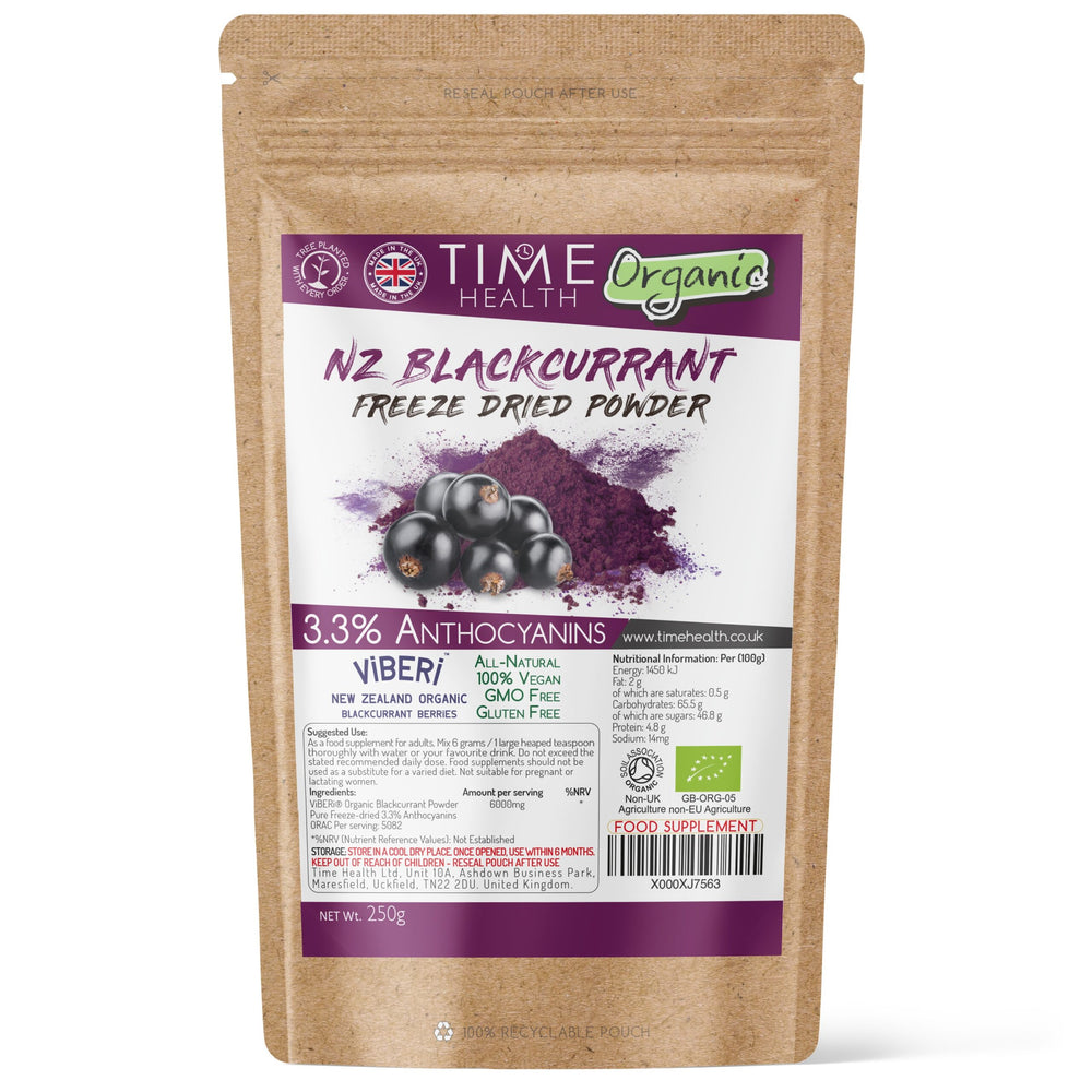 ViBERi® Pure Organic New Zealand Freeze-Dried Blackcurrant Powder 3.3% Anthocyanins