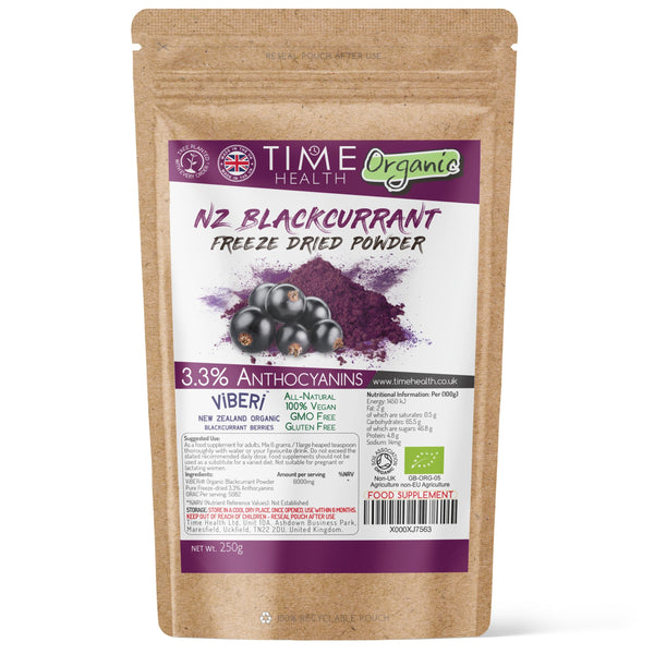 ViBERi® Pure Organic New Zealand Freeze-Dried Blackcurrant Powder 3.3% Anthocyanins