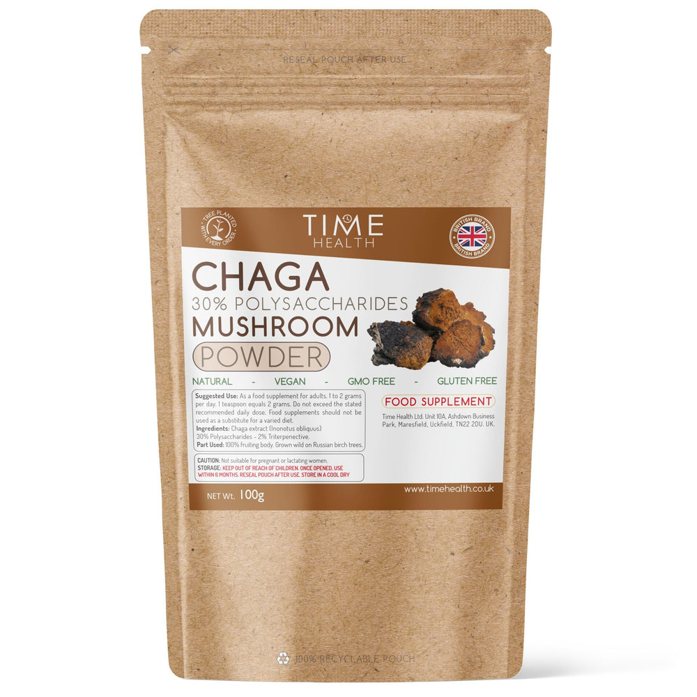 Chaga Mushroom Extract -100g powder - Russian Wild Grown - 30% Polysaccharides - 2% Triterpenes