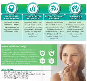 Vegan Omega 3 - EPA & DHA from Algae - Made with Life's OMEGA - Sustainable Alternative to Fish Oil - 120 Softgels