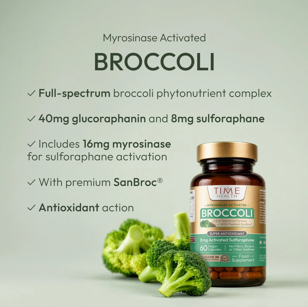 New in: broccoli brilliance, activated. A full-spectrum phytonutrient complex with glucoraphanin, sulforaphane and myrosinase, designed to support antioxidant action.