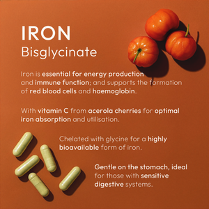 Iron Bisglycinate - High Strength 24mg Iron Plus Natural Vitamin C - Energy & Immune Support
