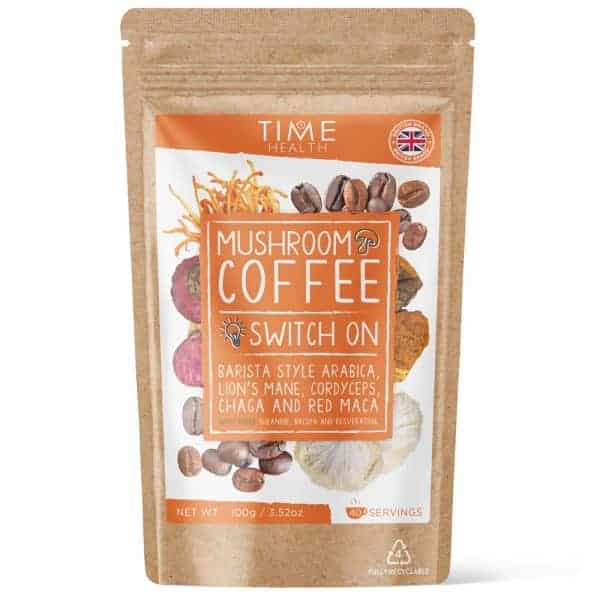 Mushroom Coffee Powder (Instant) - Switch on with Arabica Coffee, Lion's Mane, Cordyceps, Chaga, Red Maca, L-Theanine & Bacopa, Resveratrol