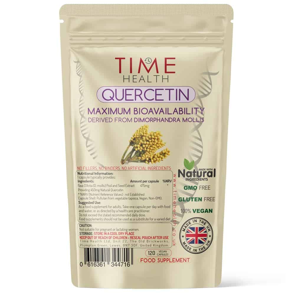 Quercetin - Maximum Bioavailability - 120 Capsules - Time Health