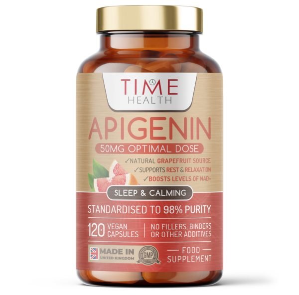 Apigenin - 50mg Optimal Dose - Naturally Derived from Grapefruit - 98%+ Purity - Sleep & Relaxation - NAD+ Booster - 120 Capsules