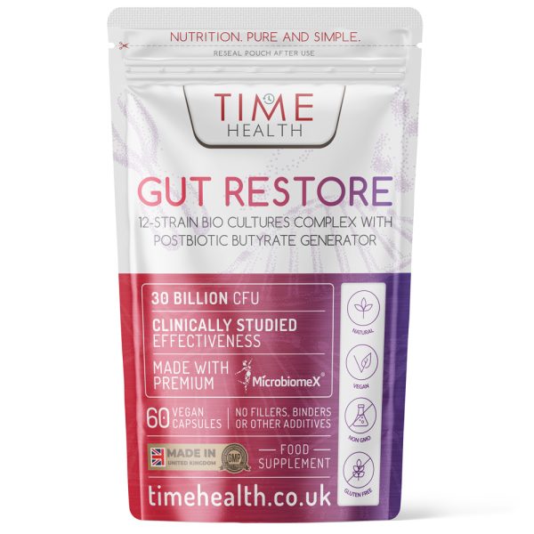 Gut Restore – 12 Strain Probiotic & Postbiotic Butyrate Generator – MicroBiomeX – Clinically Proven – 'Rehab' for the Gut – Advanced Bio Cultures Formula